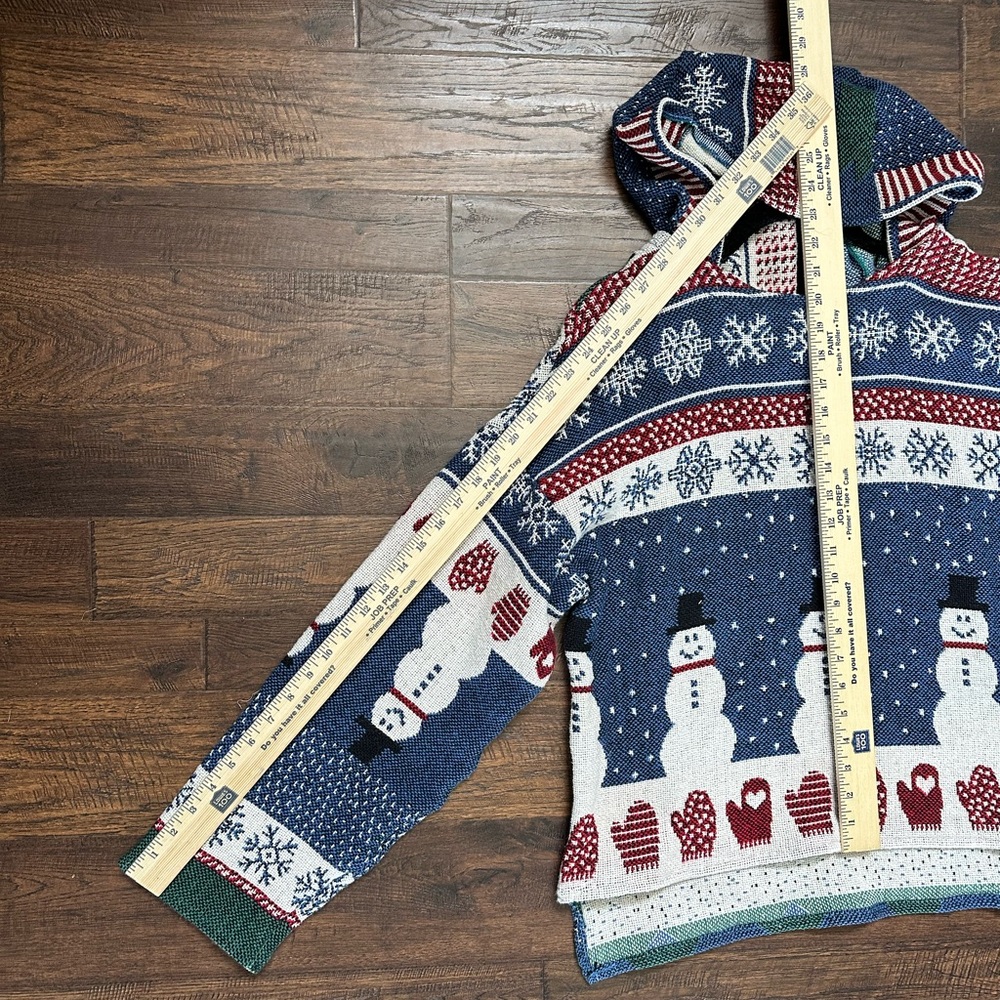 HANDMADE Snowman Snow flakes mittens red blue tapestry Hoodie by me, did my best - Picture 17 of 17